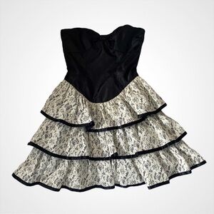 Betsey Johnson Tiered Ruffle Black & White Dress
